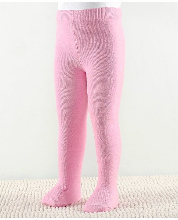 Cute Walk by Babyhug Anti Bacterial Tights Solid Design - Pink