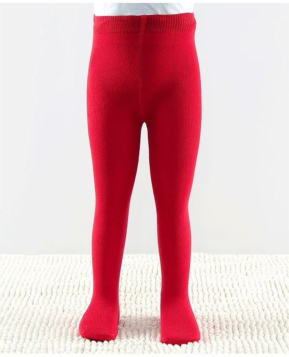 Cutewalk by Babyhug Non Terry Footed Anti Bacterial Solid  Tights - Red