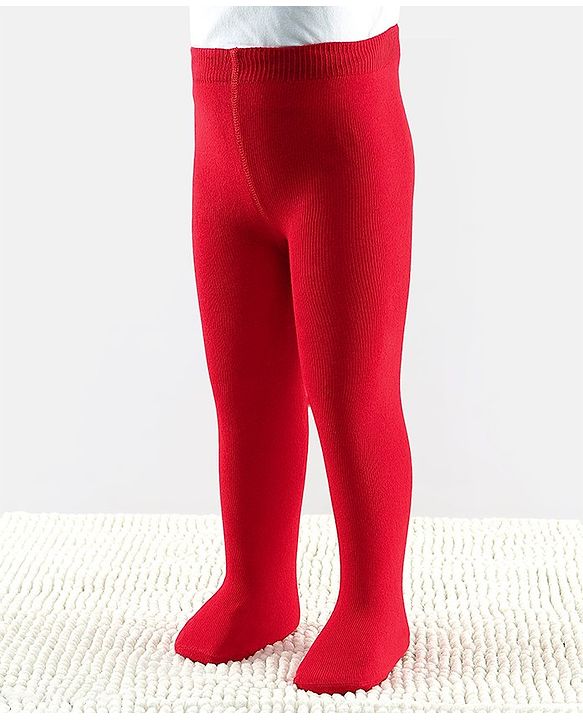 Cutewalk by Babyhug Non Terry Footed Anti Bacterial Solid  Tights - Red