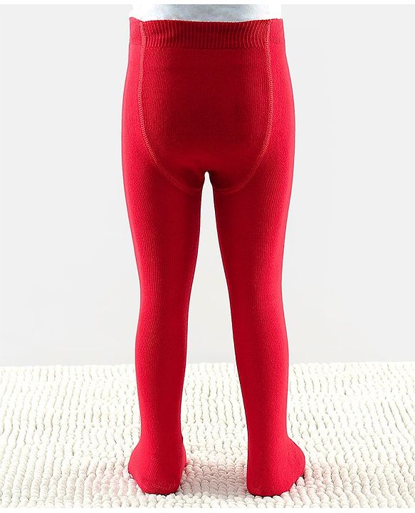 Cutewalk by Babyhug Non Terry Footed Anti Bacterial Solid  Tights - Red