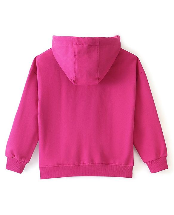 Pine Kids Biowashed Full Sleeve Hooded Sweatshirt With Sequine Detailing - Pink