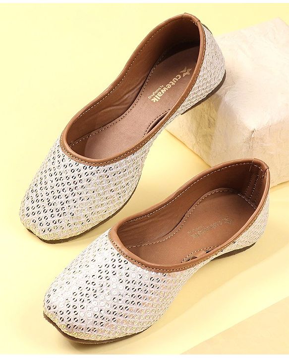 Cute Walk by Babyhug Slip On Mojaris With Sequins Detailing -Gold