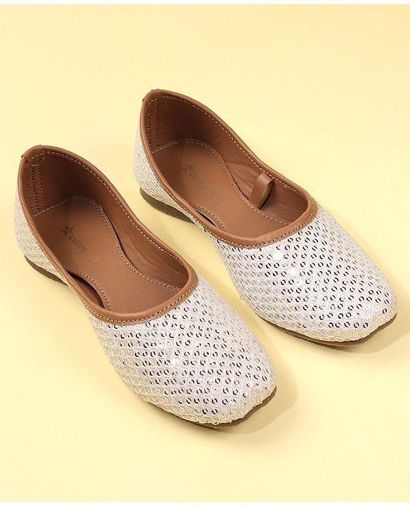 Cute Walk by Babyhug Slip On Mojaris With Sequins Detailing -Gold