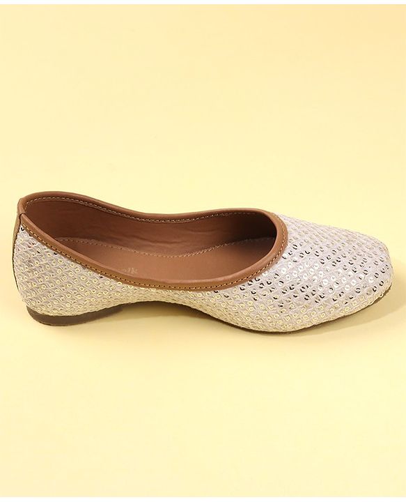 Cute Walk by Babyhug Slip On Mojaris With Sequins Detailing -Gold