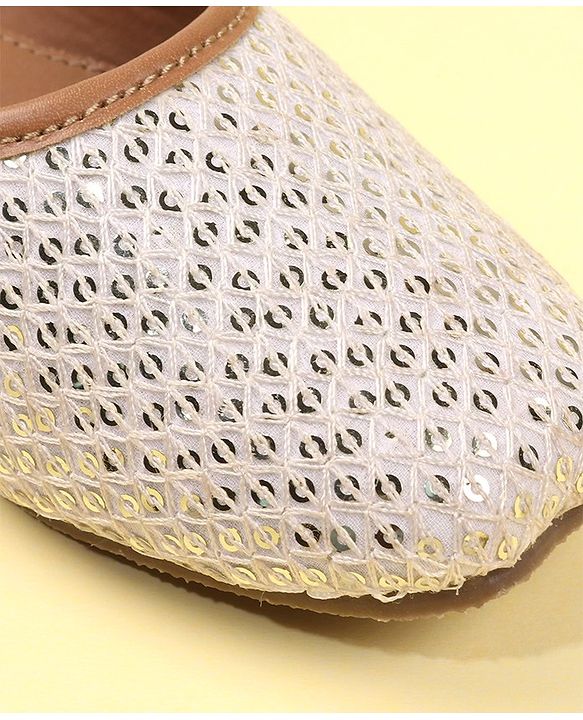 Cute Walk by Babyhug Slip On Mojaris With Sequins Detailing -Gold
