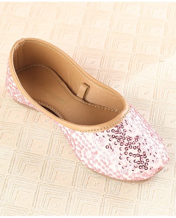 Cute Walk by Babyhug Slip On Mojaris with Sequins Detailing - Pink