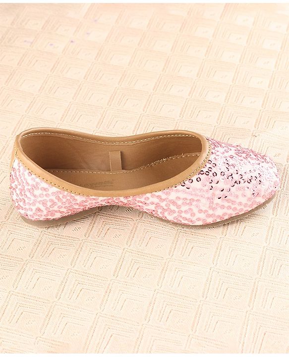 Cute Walk by Babyhug Slip On Mojaris with Sequins Detailing - Pink