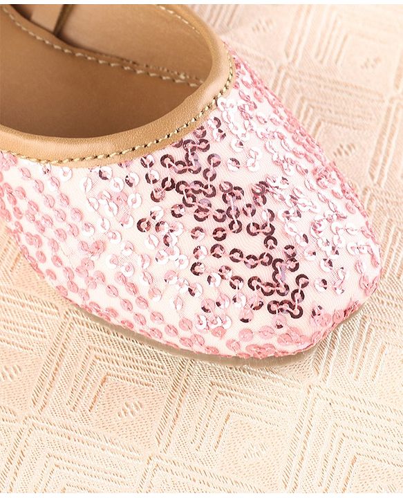 Cute Walk by Babyhug Slip On Mojaris with Sequins Detailing - Pink