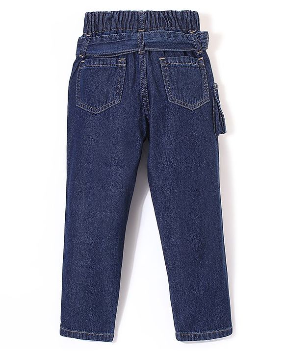 Babyhug 100% Cotton Full Length Washed Denim Jeans - Blue