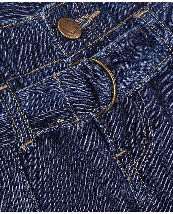 Babyhug 100% Cotton Full Length Washed Denim Jeans - Blue