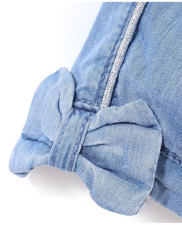 Babyhug Cotton Mid Thigh Length Washed Denim Short with Utility Pockets - Blue