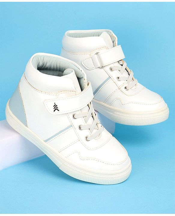 Pine Kids Color Block Casual Shoes with Velcro Closure - White