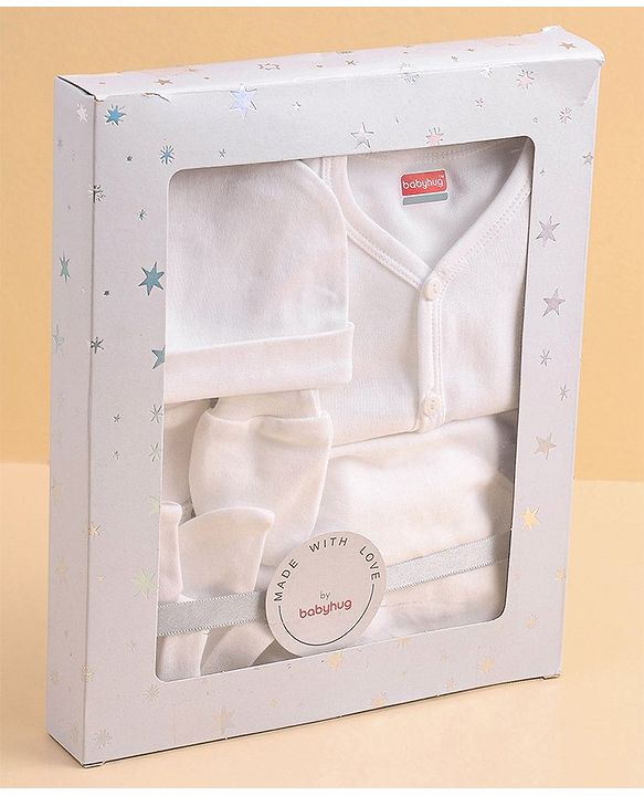 Babyhug 100 % Cotton Baby Clothing Gift Sets Pack of 7 - White