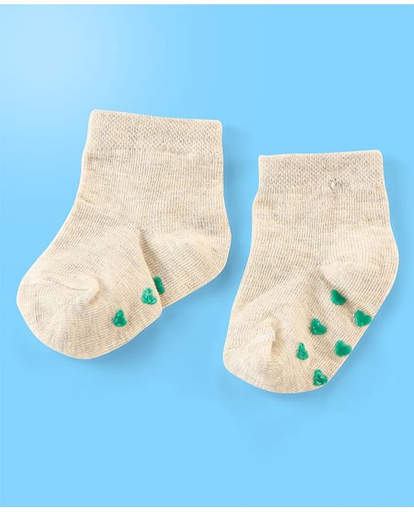 Cute Walk by Babyhug Anti Bacterial Anti Skid Ankle Length Cotton Knit Socks Floral Design Pack of 3 - Pink White & Beige