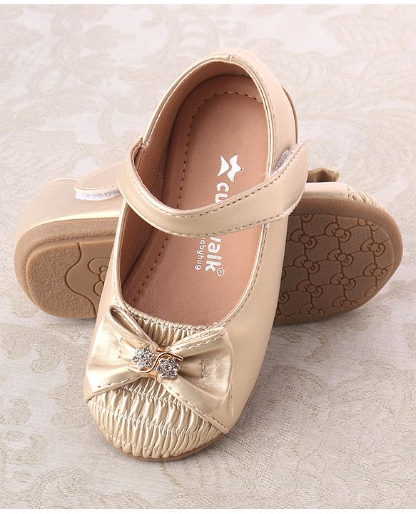 Cute Walk by Babyhug Bellies with Velcro Closure & Bow Applique - Golden