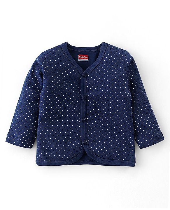 Babyhug 100% Cotton Full Sleeves Front Open Vests Floral & Dot Print Pack of 3- Pink Blue & Red