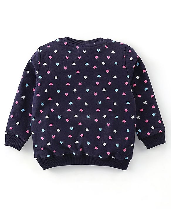 Babyhug Cotton Knit Full Sleeves Sweatshirts with Star Print Pack of 2 - Pink & Navy Blue