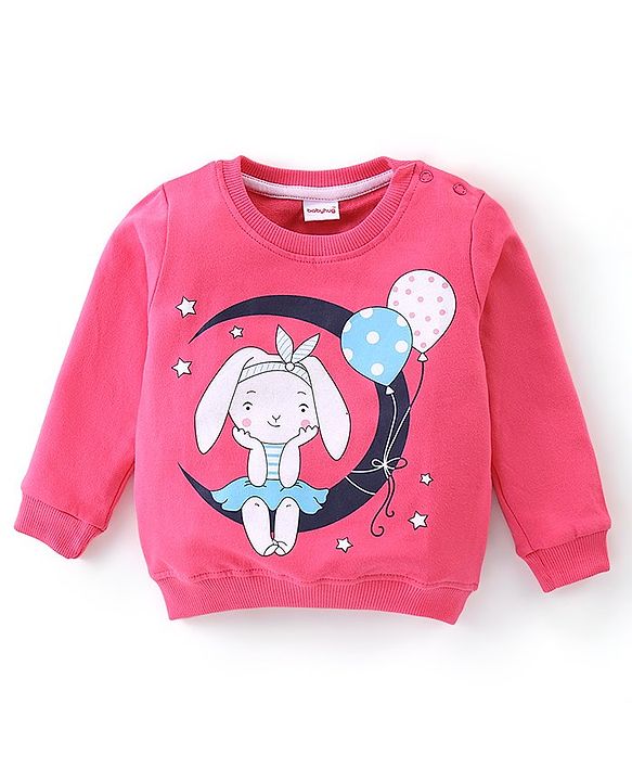 Babyhug Cotton Knit Full Sleeves Sweatshirts with Star Print Pack of 2 - Pink & Navy Blue