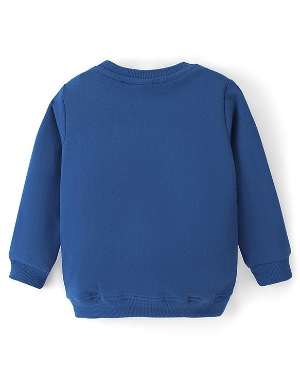 Babyhug Cotton Knit Full Sleeves Sweatshirt Text Print - Navy Blue