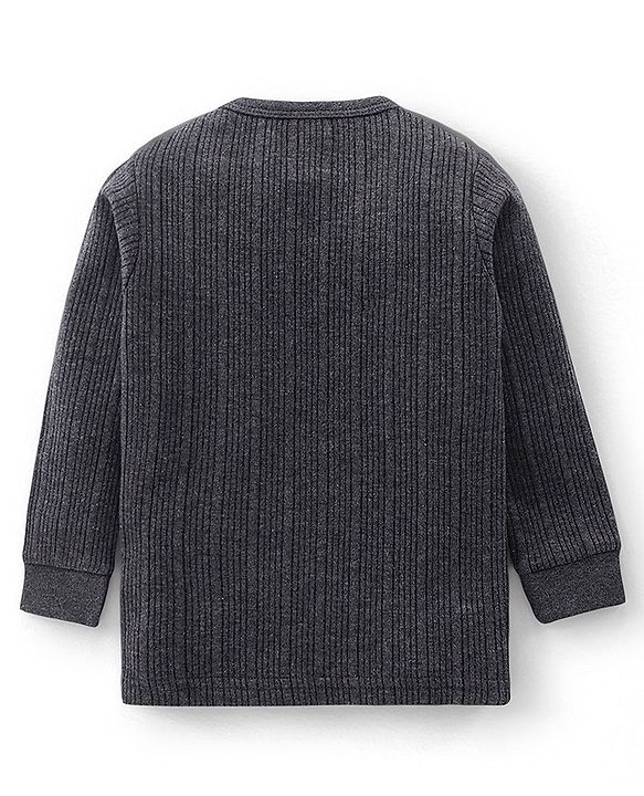 Babyhug Cotton Full Sleeves Solid Thermal Vest-Dark Grey