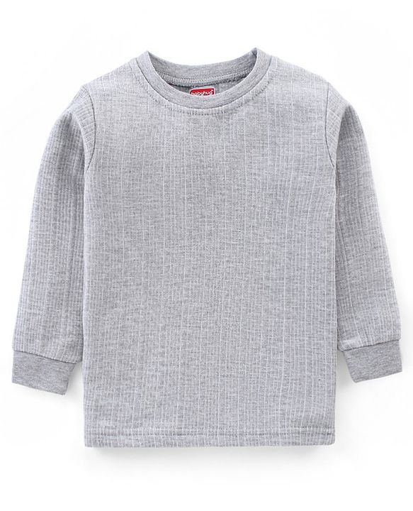 Babyhug Cotton Full Sleeves Solid Thermal Vest-Light Grey