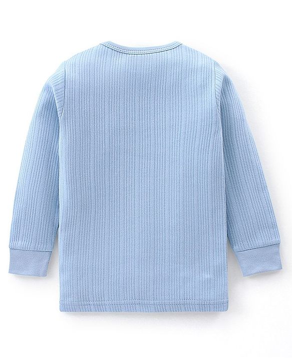 Babyhug Cotton Full Sleeves Solid Thermal Vest- Blue