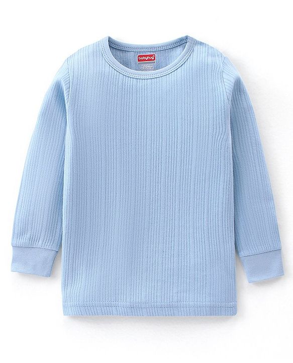 Babyhug Cotton Full Sleeves Solid Thermal Vest- Blue