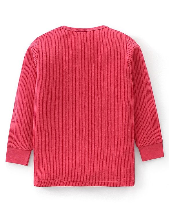 Babyhug Cotton Full Sleeves Solid Thermal Vest- Coral
