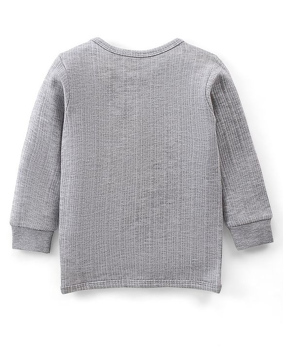 Babyhug Full Sleeves Solid Thermal Vest - Light Grey