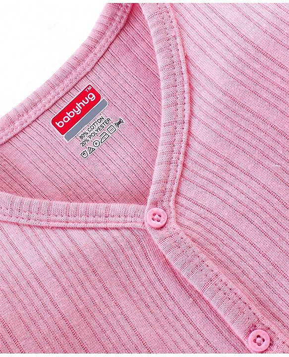 Babyhug Cotton Full Sleeves Thermal Vest Solid Colour - Pink