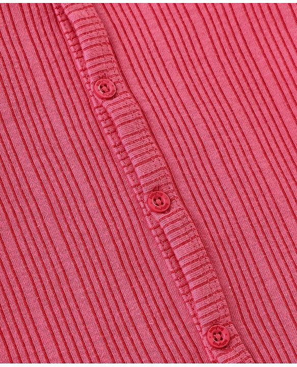 Babyhug Full Sleeves Front Open Solid Color Thermal Wear - Coral