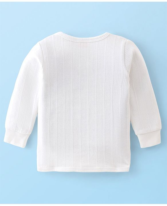 Babyhug Front Open Full Sleeves Thermal Vest  Solid Color - White