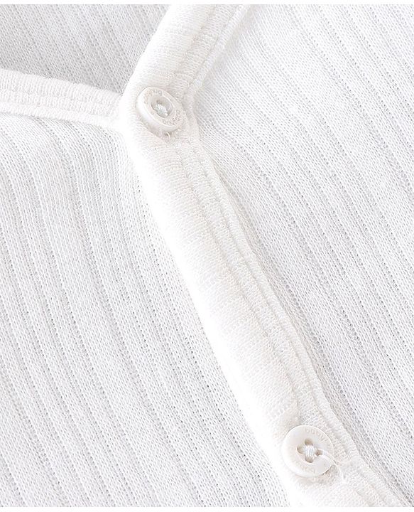Babyhug Front Open Full Sleeves Thermal Vest  Solid Color - White