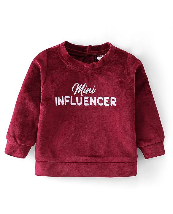 Babyhug Full Sleeves Winter Wear Set Mini Influences Print - Maroon