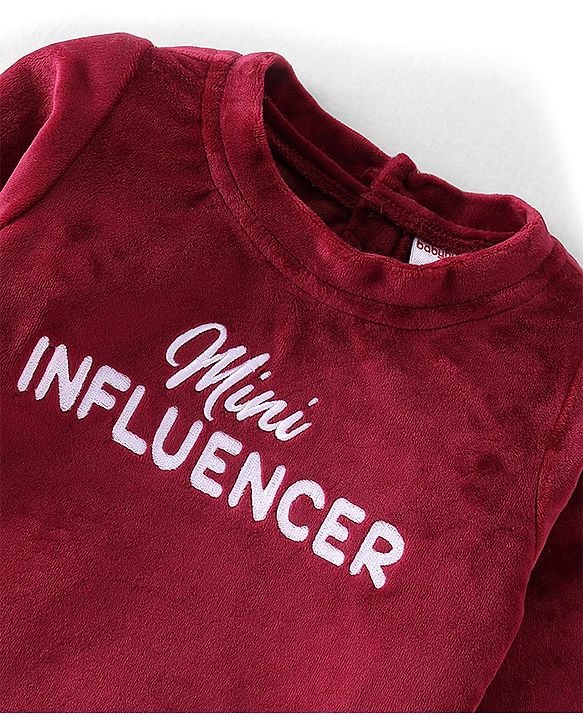 Babyhug Full Sleeves Winter Wear Set Mini Influences Print - Maroon