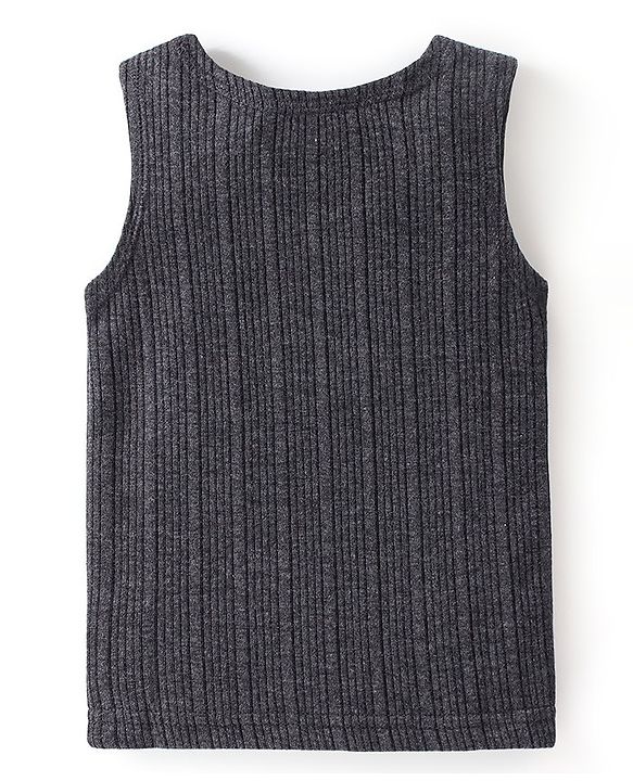 Babyhug Sleeveless Solid Thermal Vest - Dark Grey