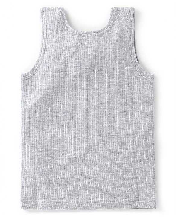 Babyhug Sleeveless Solid Thermal Vest - Light Grey