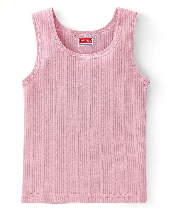 Babyhug Sleeveless Solid Thermal Vest - Pink