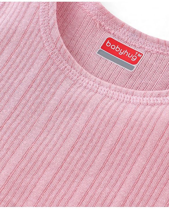 Babyhug Sleeveless Solid Thermal Vest - Pink
