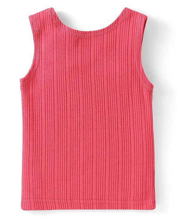 Babyhug Cotton  Sleeveless Solid Thermal Vest - Coral
