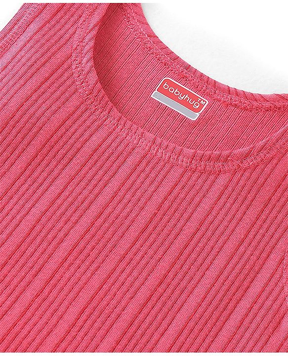 Babyhug Cotton  Sleeveless Solid Thermal Vest - Coral