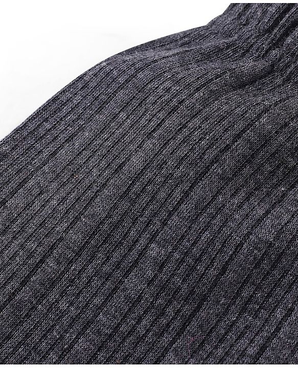 Babyhug Cotton Blend Full Length Thermal Leggings Solid Colour- Dark Grey