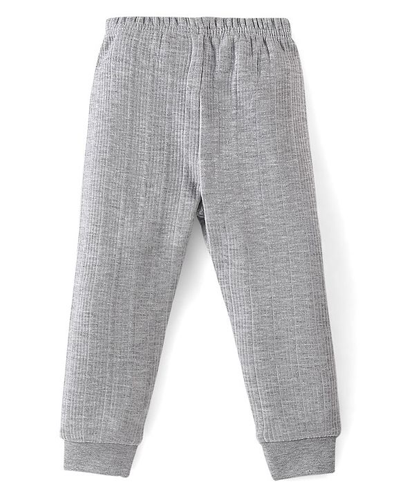 Babyhug Cotton Blend Full Length Thermal Leggings Solid- Light Grey