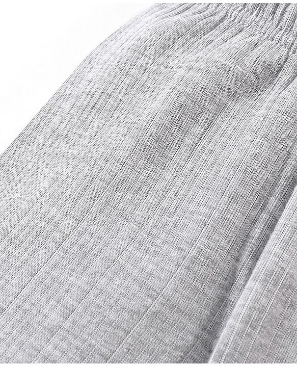 Babyhug Cotton Blend Full Length Thermal Leggings Solid- Light Grey