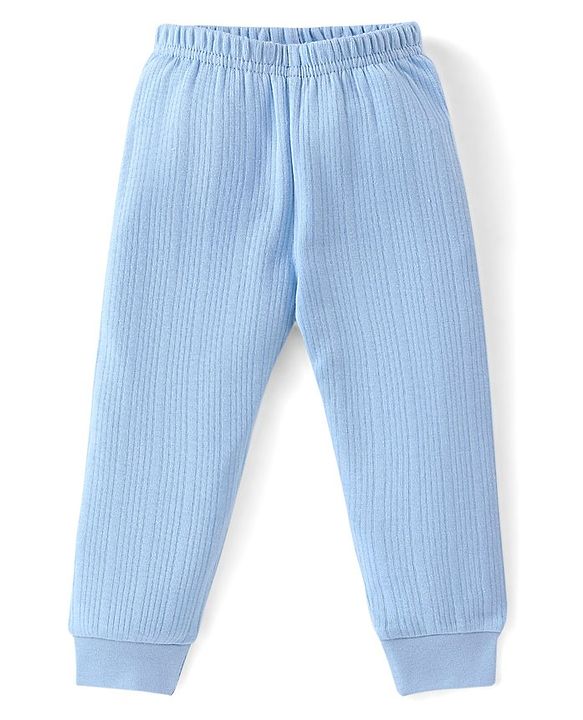 Babyhug Full Length Solid Colour Thermal Pant - Blue