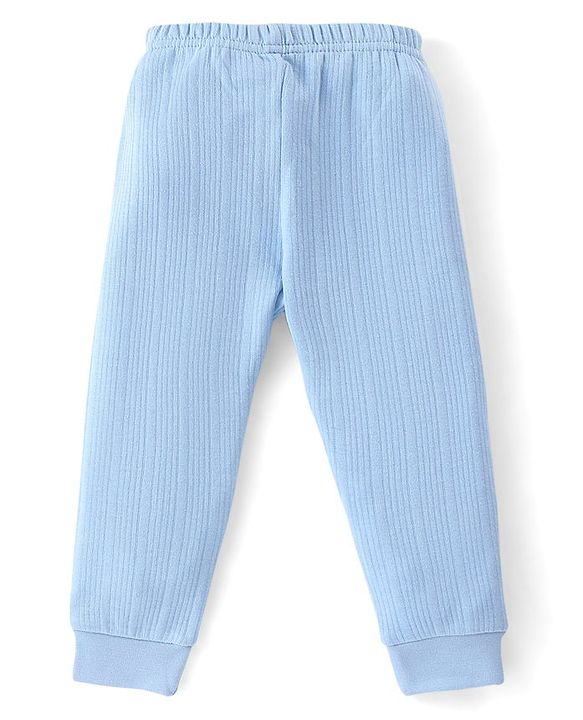 Babyhug Full Length Solid Colour Thermal Pant - Blue