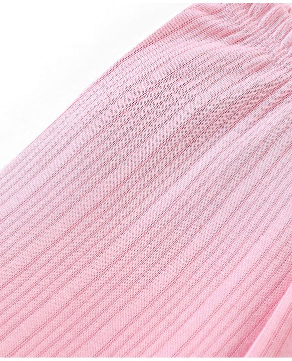 Babyhug Cotton Blend Full Length Thermal Leggings Solid- Pink