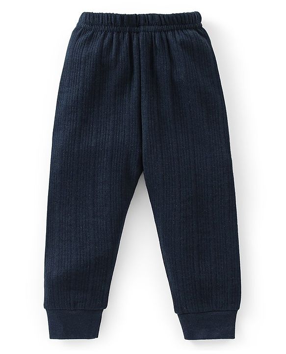 Babyhug Cotton Blend Full Length Thermal Legging Solid Colour - Dark Navy Blue