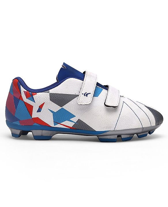 Pine Active Velcro Closure Soccer Shoes - White & Blue