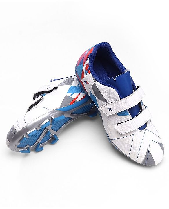 Pine Active Velcro Closure Soccer Shoes - White & Blue